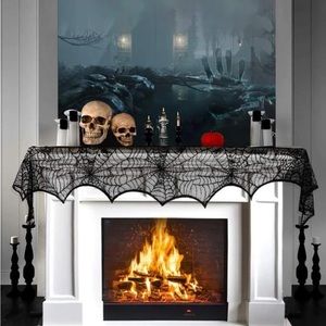 Spiderweb mantle fireplace scarf
